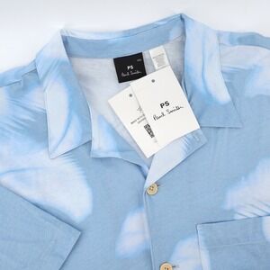NEW PS Paul Smith Button Up Light Blue Feather Cloud Print Mens XXL MSRP $175